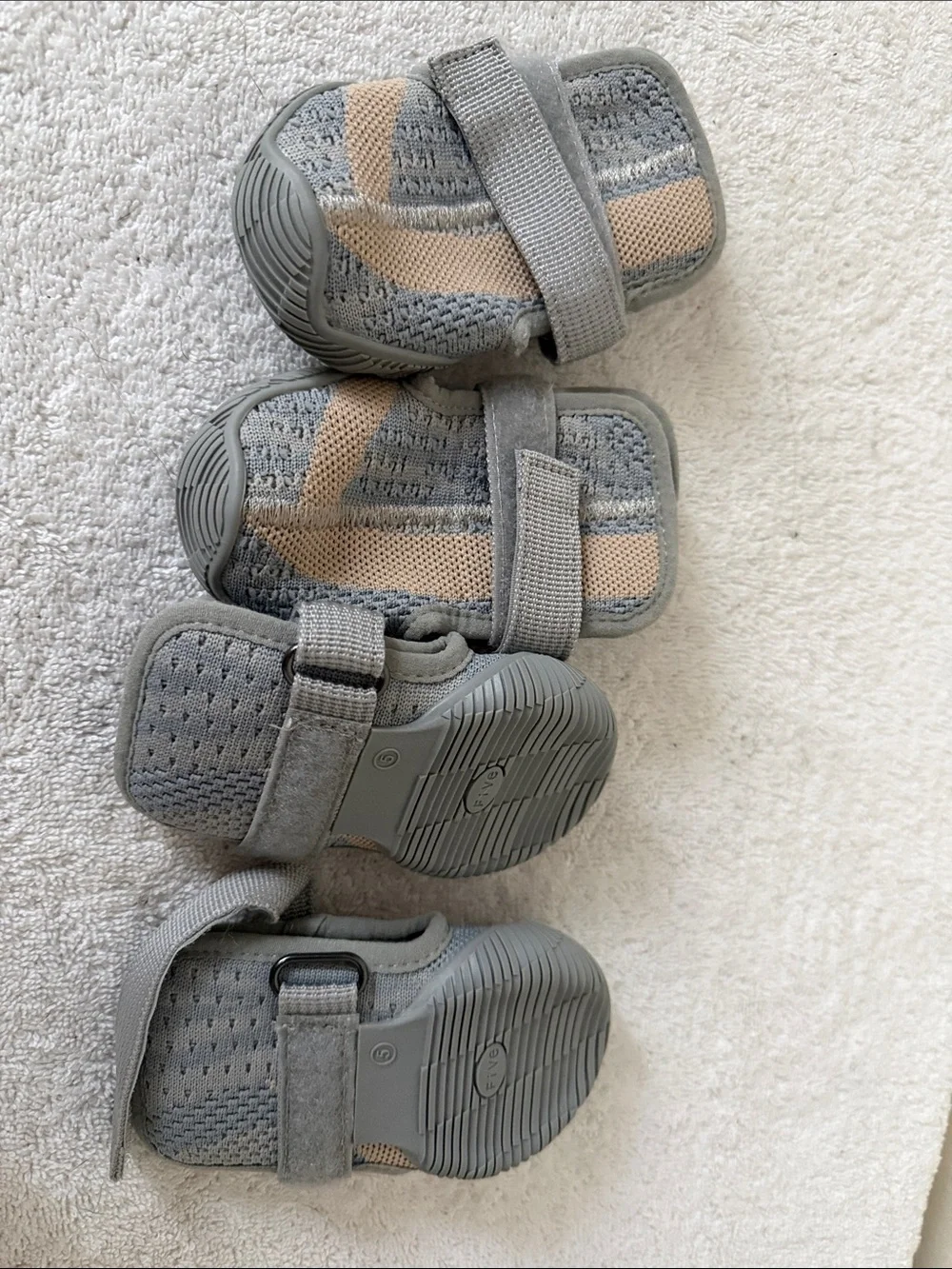 Doggy Grey and Tan Active Booties- Breathable Velcro Straps